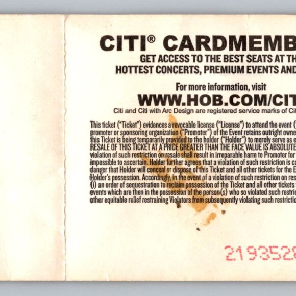 Jonny Lang 2009 Concert Ticket House Of Blues Houston GA Standing Adult - Picture 2 of 2